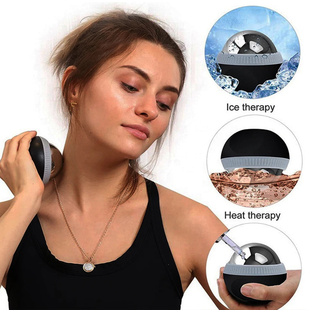 Hot and Cold Massage Roller Ball, Stainless, Body and Face