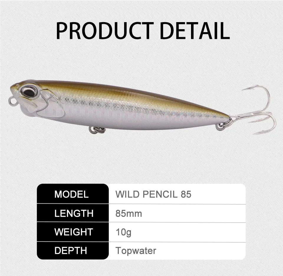 Wondershot D09 Realis Pencil Fishing Lure Z-Shaped 85mm 10g Swim Crankbait Pesca Floating Artificial Hard Bait For Pike Bass