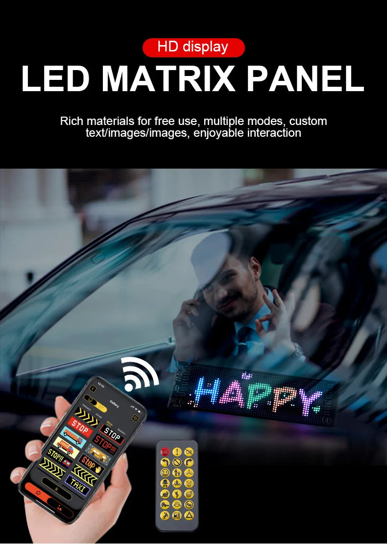 5V USB LED Matrix Pixel Panel Light With App Control Scrolling Bright Advertising LED Sign Flexible DIY For Car Window Animation