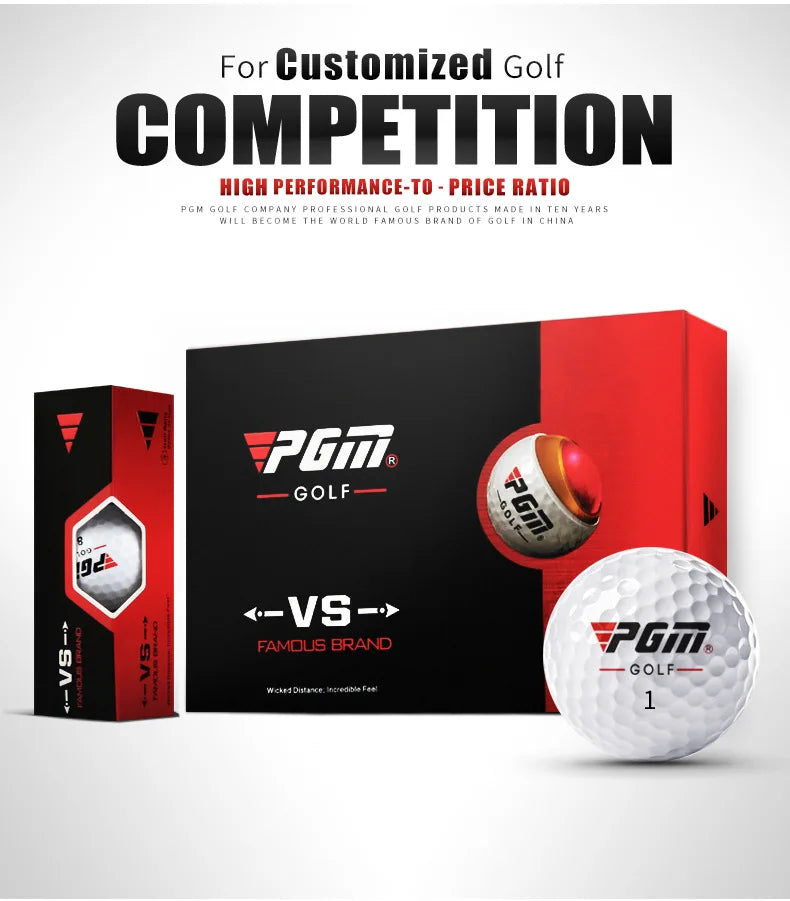 PGM Golf Ball Three-layer Match Balls Gift Box Package Set Synthetic Rubber Material