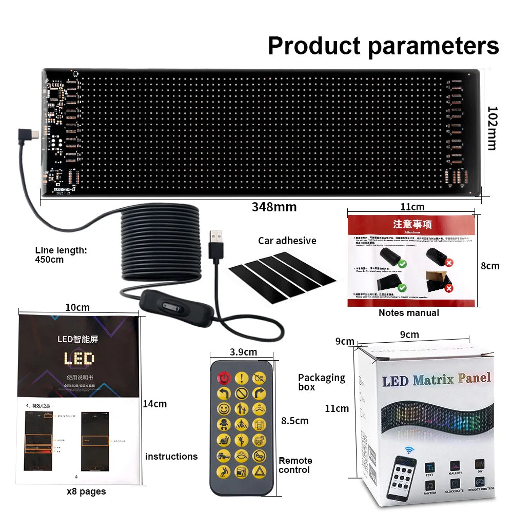 5V USB LED Matrix Pixel Panel Light With App Control Scrolling Bright Advertising LED Sign Flexible DIY For Car Window Animation