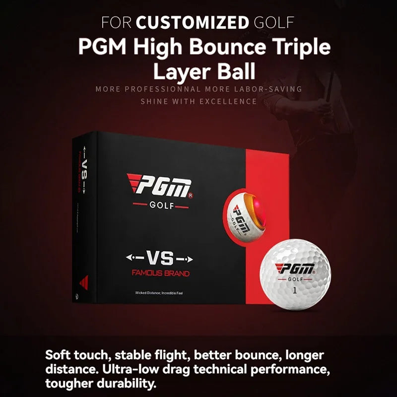 PGM Golf Ball Three-layer Match Balls Gift Box Package Set Synthetic Rubber Material