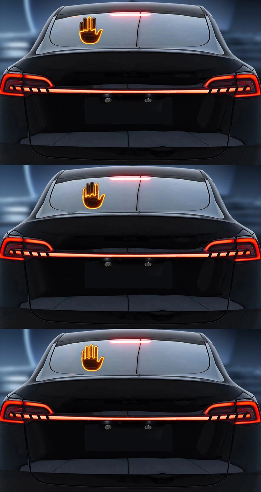 Gesture LED Car Middle Finger Car Light Give The Bird Wave to Drivers Back Window Car Sign LED Hand For Car