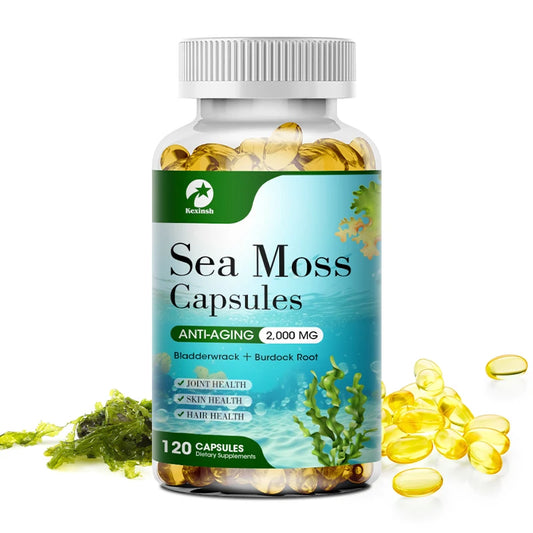 Kexinsh Organic Sea Moss Capsule Supports Thyroid Health Anti-aging Antioxidant Improve Immunity Detox Beauty Health