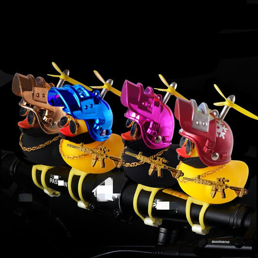 Motor Accessories Yellow Duck Ornaments with Helmet for Bike Without Lights Auto Accessories Duck In The Car Interior Decoration