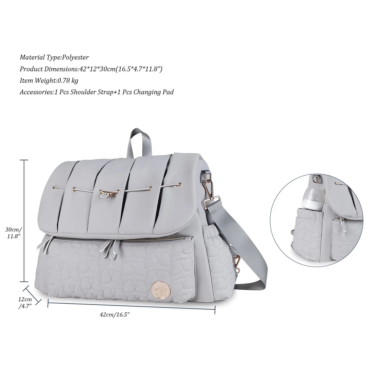 Baby Diaper Bag Backpack For Maternity Nappy Bag Removable Shoulder Straps Fashion Waterproof Mommy Handbag With Changing Pad