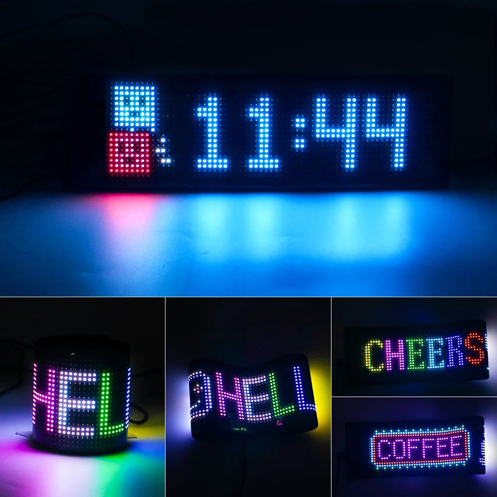 5V USB LED Matrix Pixel Panel Light With App Control Scrolling Bright Advertising LED Sign Flexible DIY For Car Window Animation