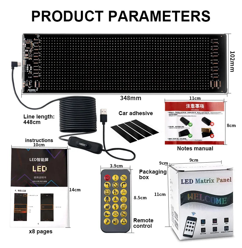 5V USB LED Matrix Pixel Panel Light With App Control Scrolling Bright Advertising LED Sign Flexible DIY For Car Window Animation