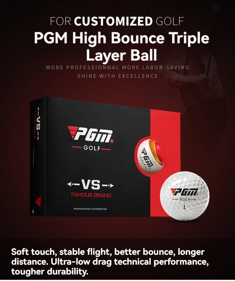 PGM Golf Ball Three-layer Match Balls Gift Box Package Set Synthetic Rubber Material