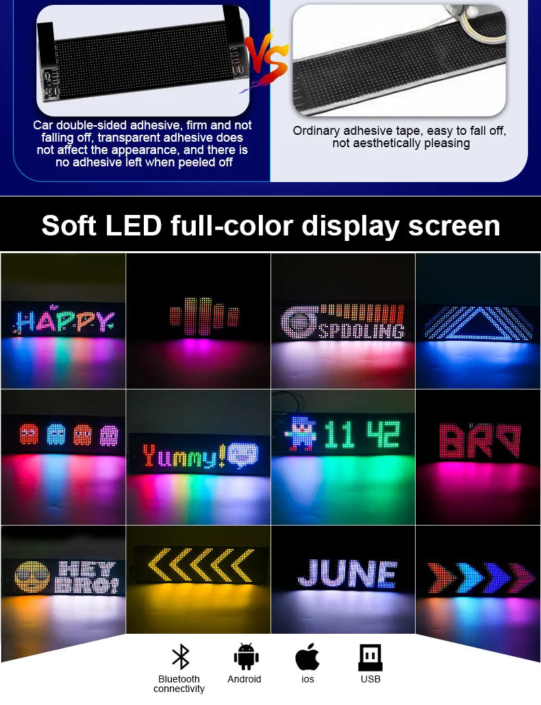 5V USB LED Matrix Pixel Panel Light With App Control Scrolling Bright Advertising LED Sign Flexible DIY For Car Window Animation