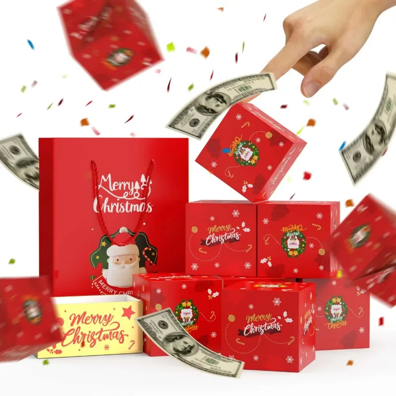 Christmas Gift Box Diy Folding Paper Box Money Pop Up Birthday Wedding Surprise Bounce Explosions Red Envelope Gift Set