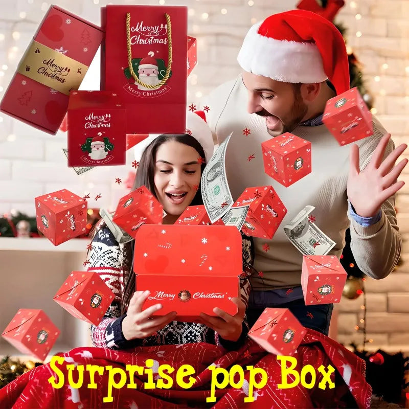 Christmas Gift Box Diy Folding Paper Box Money Pop Up Birthday Wedding Surprise Bounce Explosions Red Envelope Gift Set