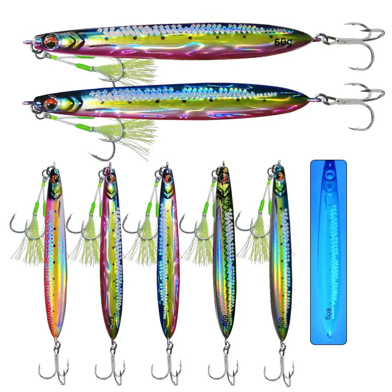 AS Fast JIg Lure Fishing UV Glow Jig 3D Print Speed Falling Angler 40g60g80g100g Metal Hard Bait Sinking Jigging Pesca Bait