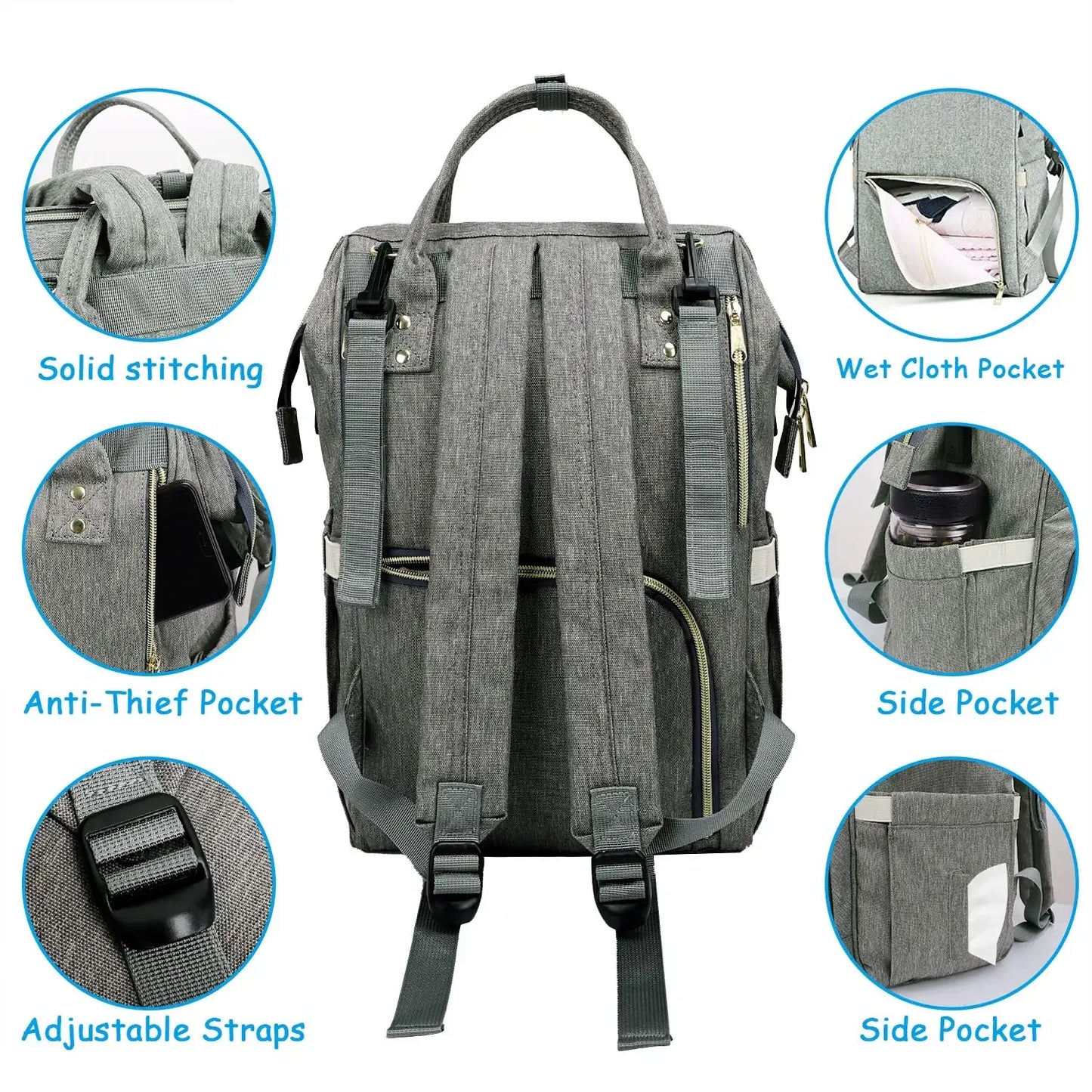 Large Capacity Diaper Bag Backpack Waterproof Maternity Bag Baby Diaper Bags With USB Interface Mummy Travel Bag For Stroller