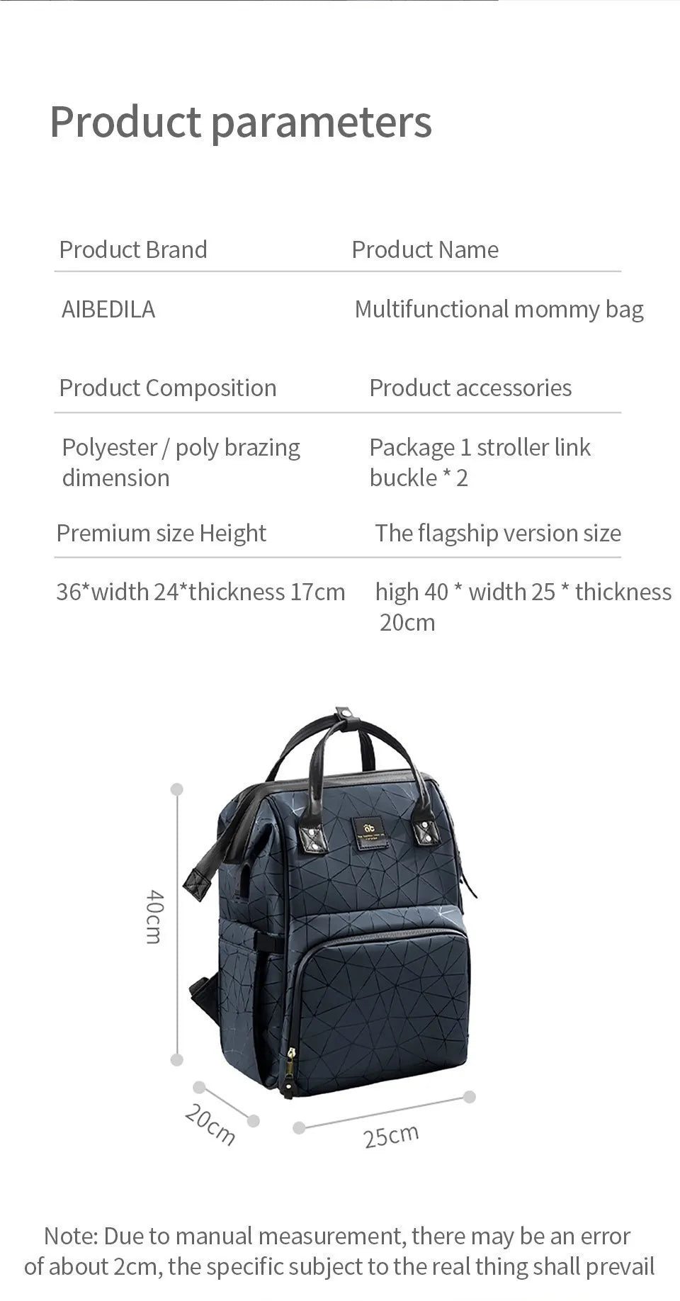 AIBEDILA Mommy Bag Fashionable and High Quality Waterproof Large Capacity Supplies Supplies for Pregnant Women Babies Backpacks